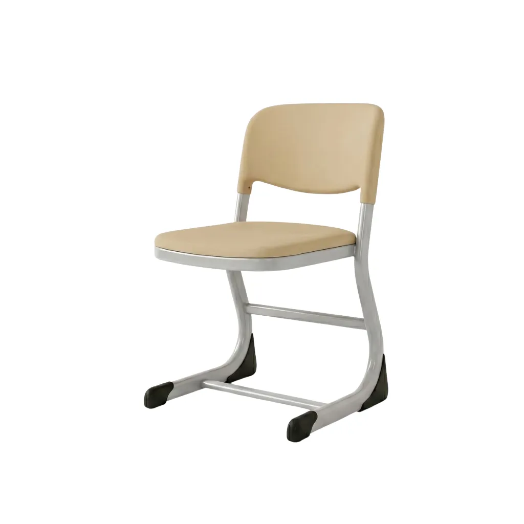 Classic school chair with PP seat and backrest, grey metal frame, and black foot caps, Made in Turkey