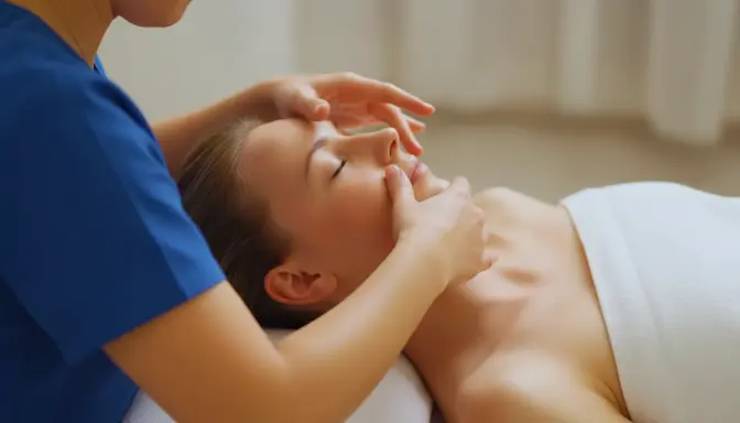 Masaż Korugi wzdłuż linii żuchwy – technika modelująca owal twarzy