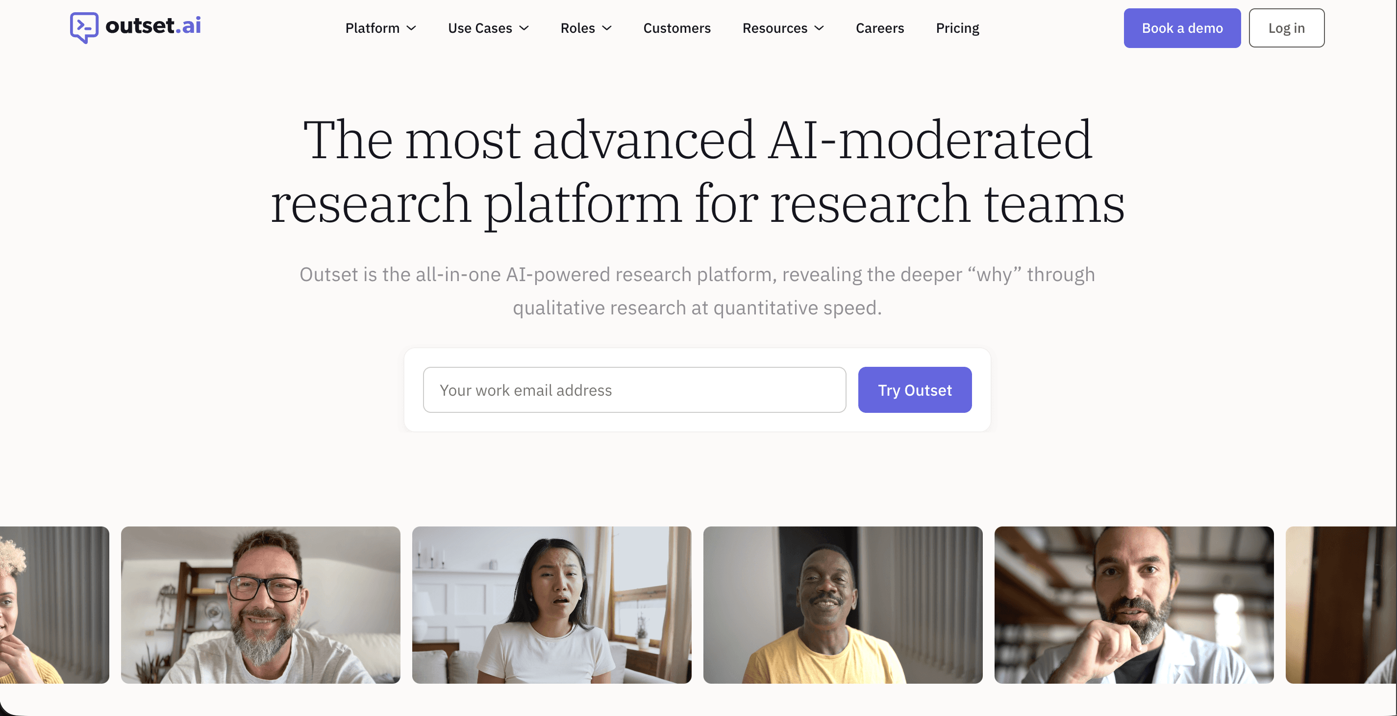 Ouset AI Moderator for User Interviews and Qualitative Research Dashboard