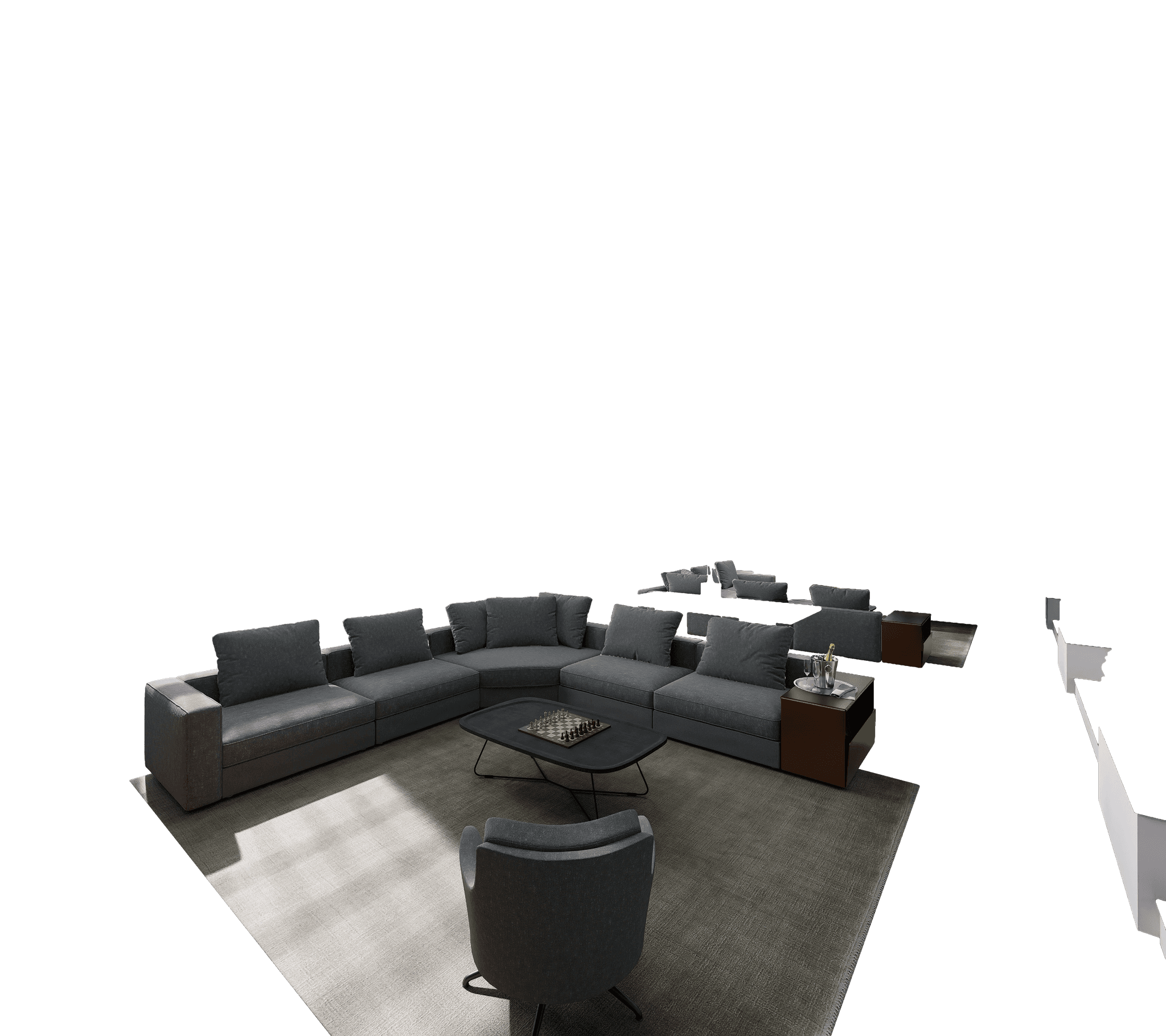 Dark cloth furniture