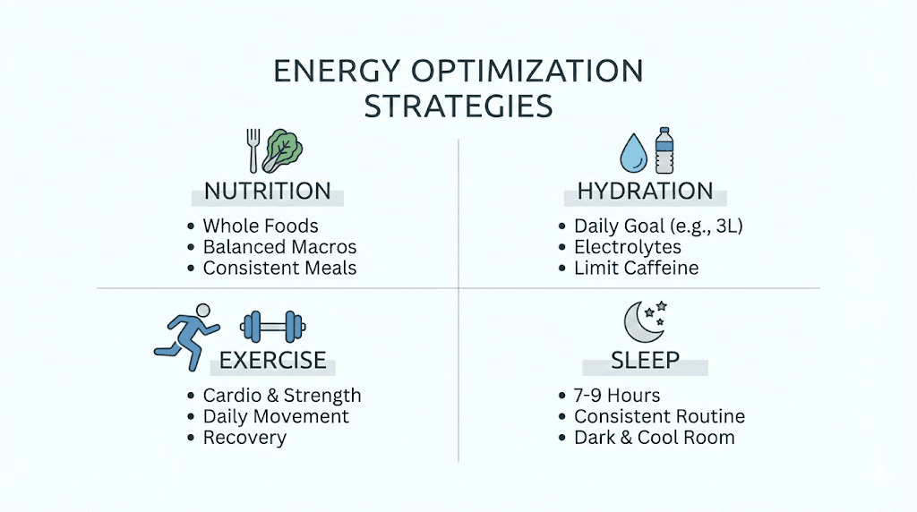 Four pillars of maximizing energy on tirzepatide nutrition hydration exercise sleep