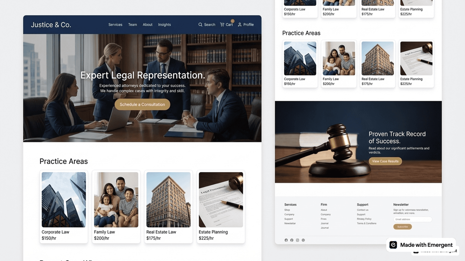 Lawyer website made with emergent