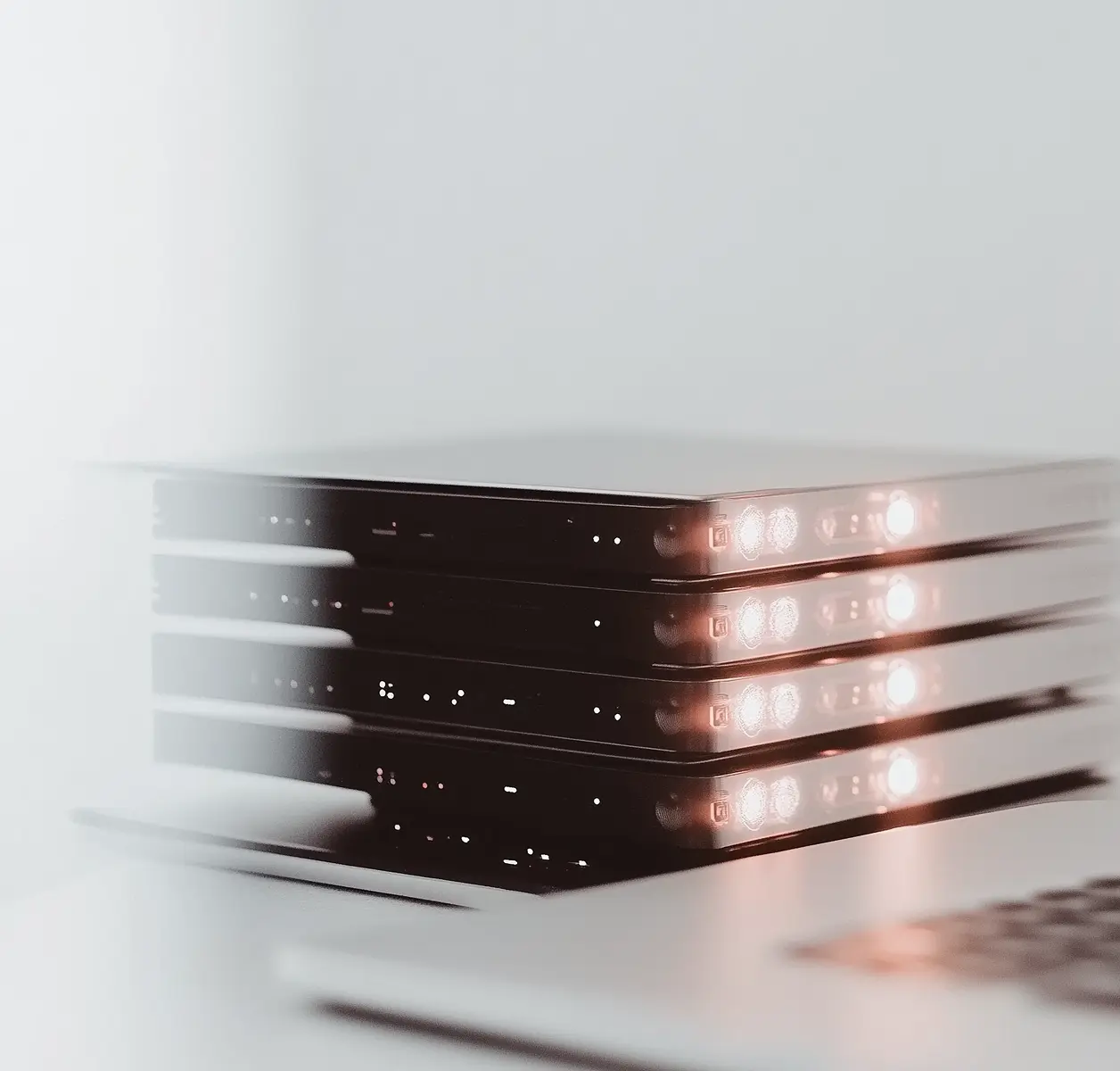 some phone stacked in one other