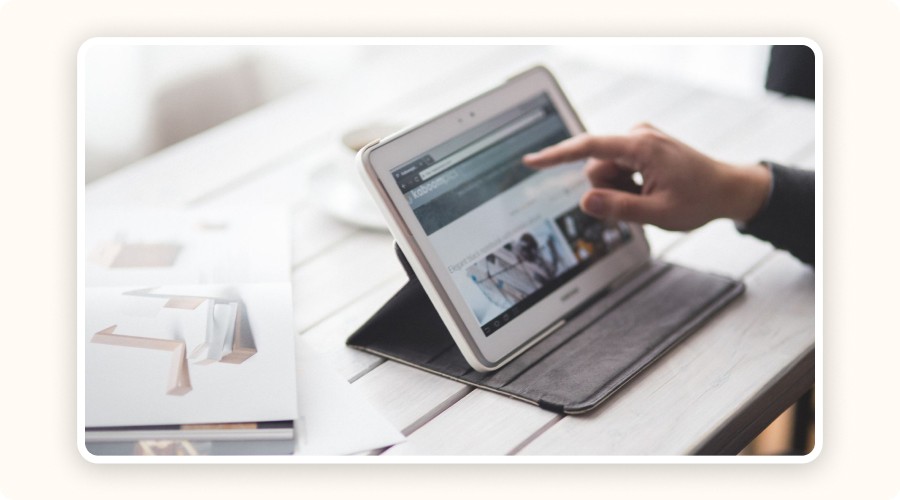 person using tablet