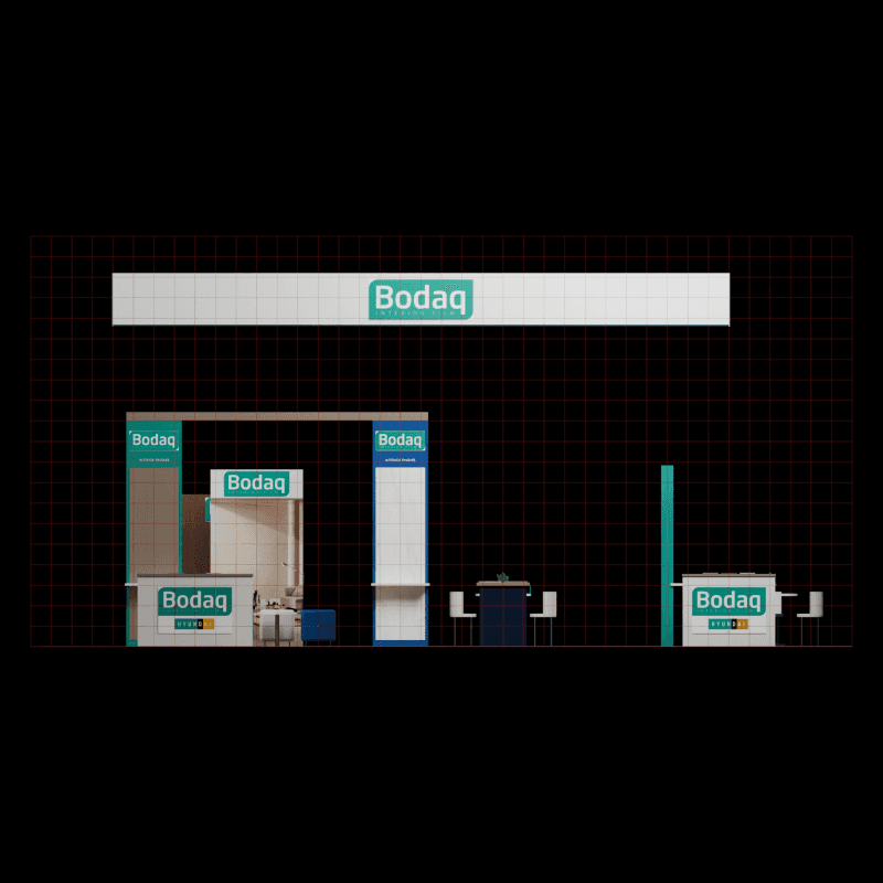 30x40 material sample booth for architects, designers, specifiers, and project discussions