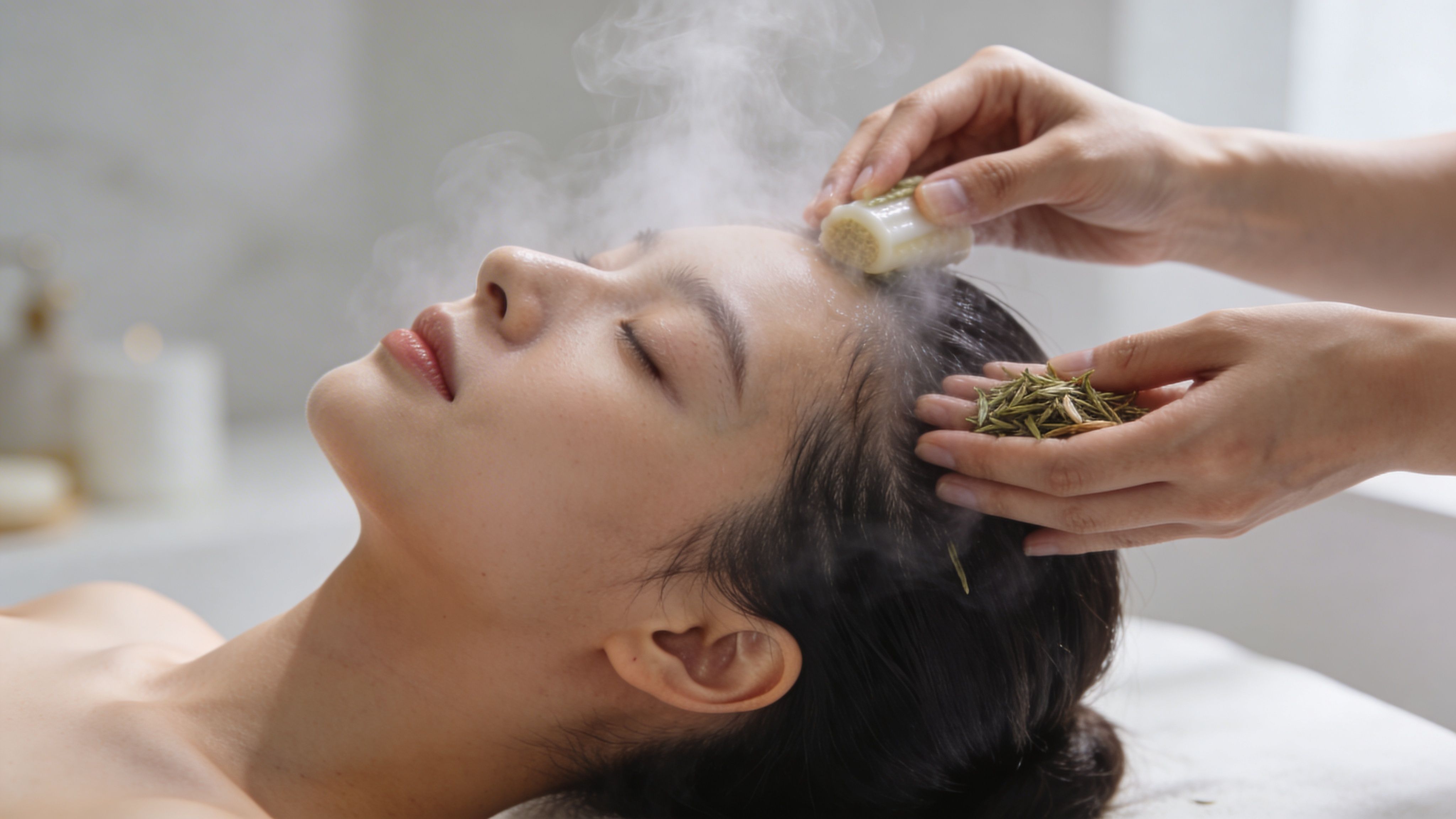 Woman getting a hair treatment