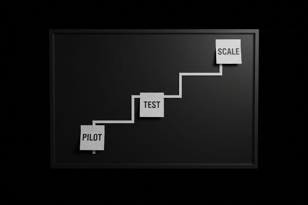 Implementation roadmap on whiteboard