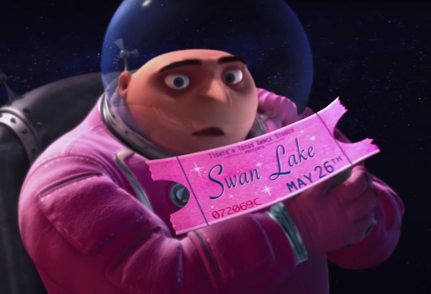 Gru holding a ticket - Gru meme template