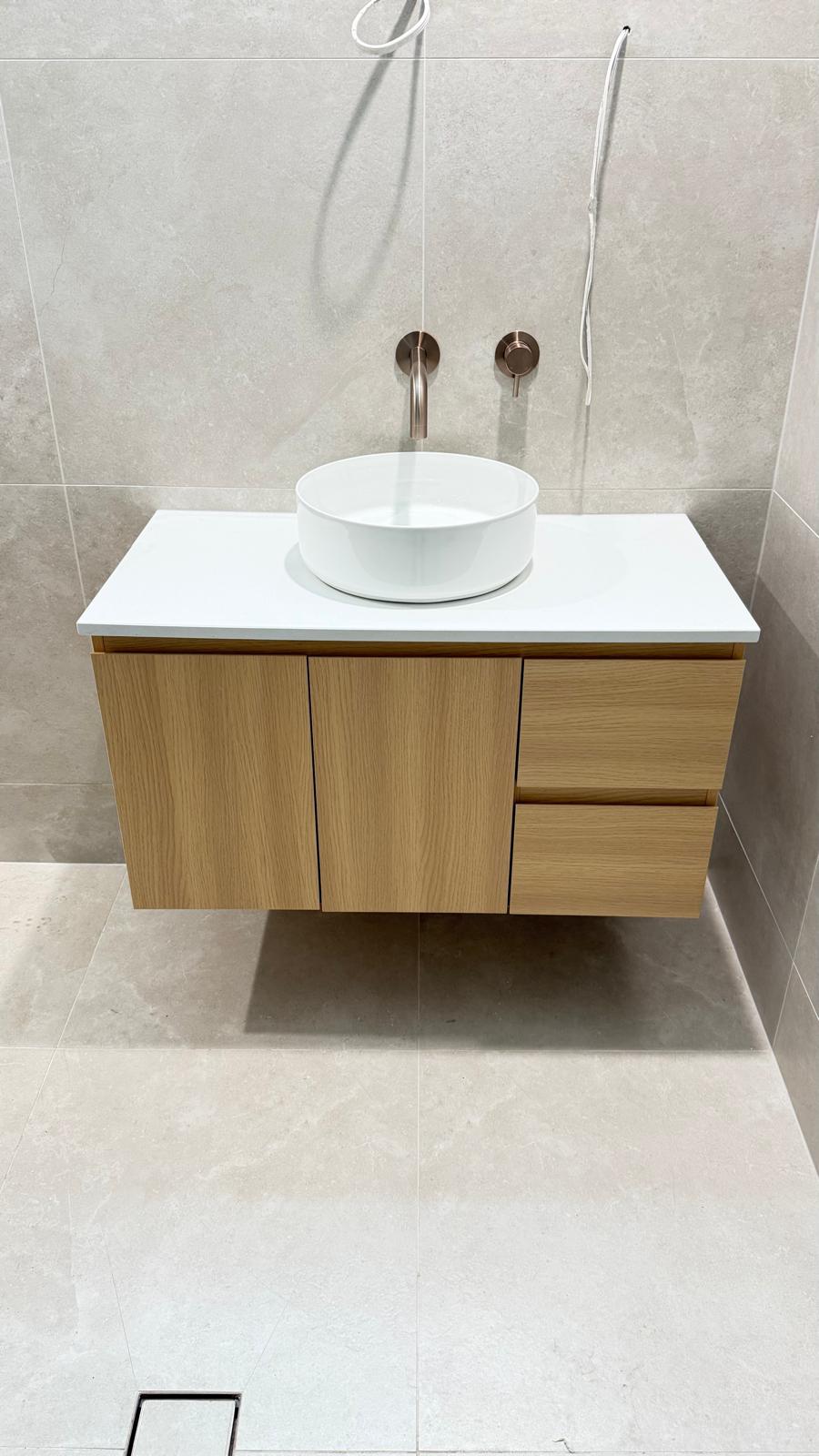 Completed single vanity plumbing