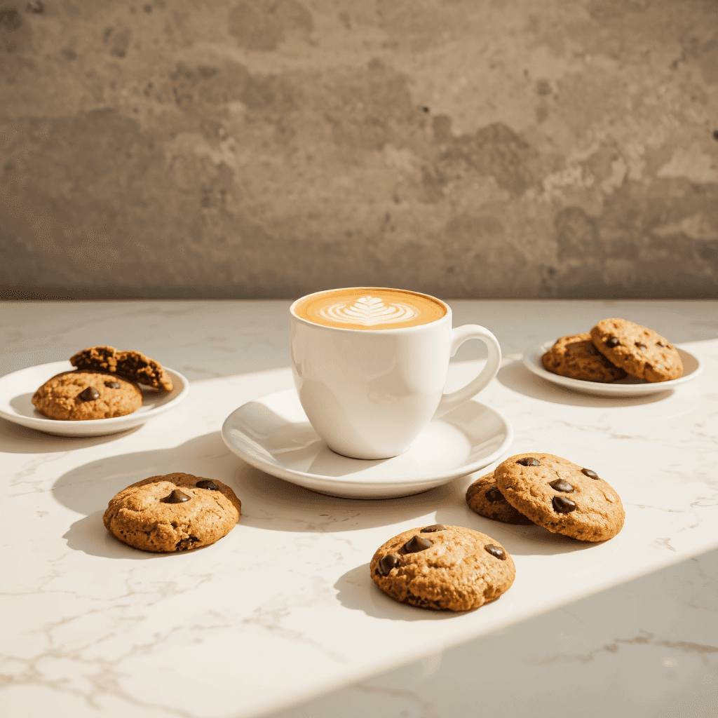 product photography of coffee and cookies