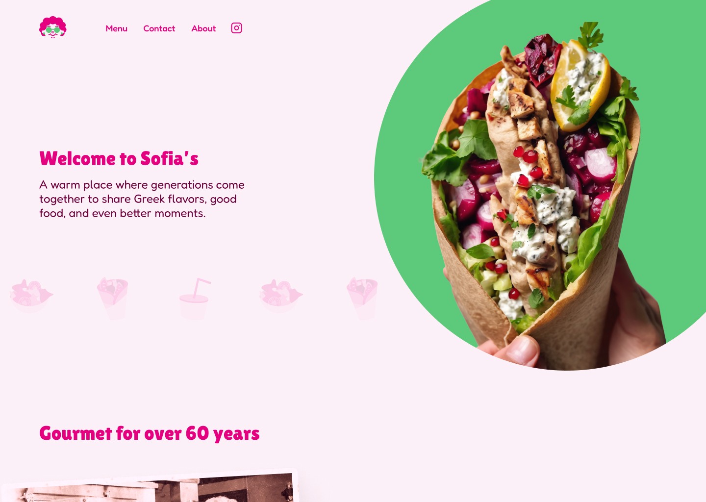 Sofia's - screen landing page header