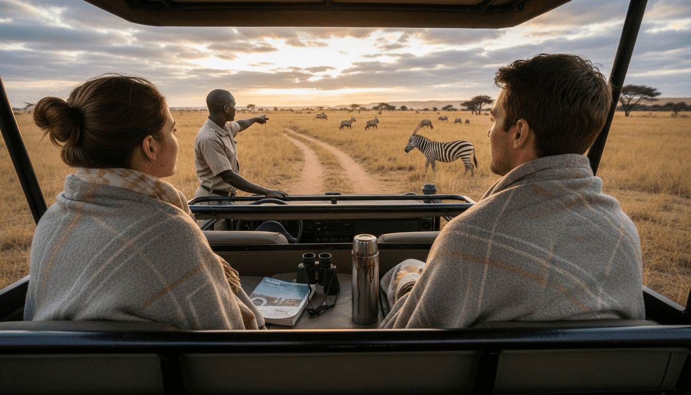 Couple on private game drive in Namibia