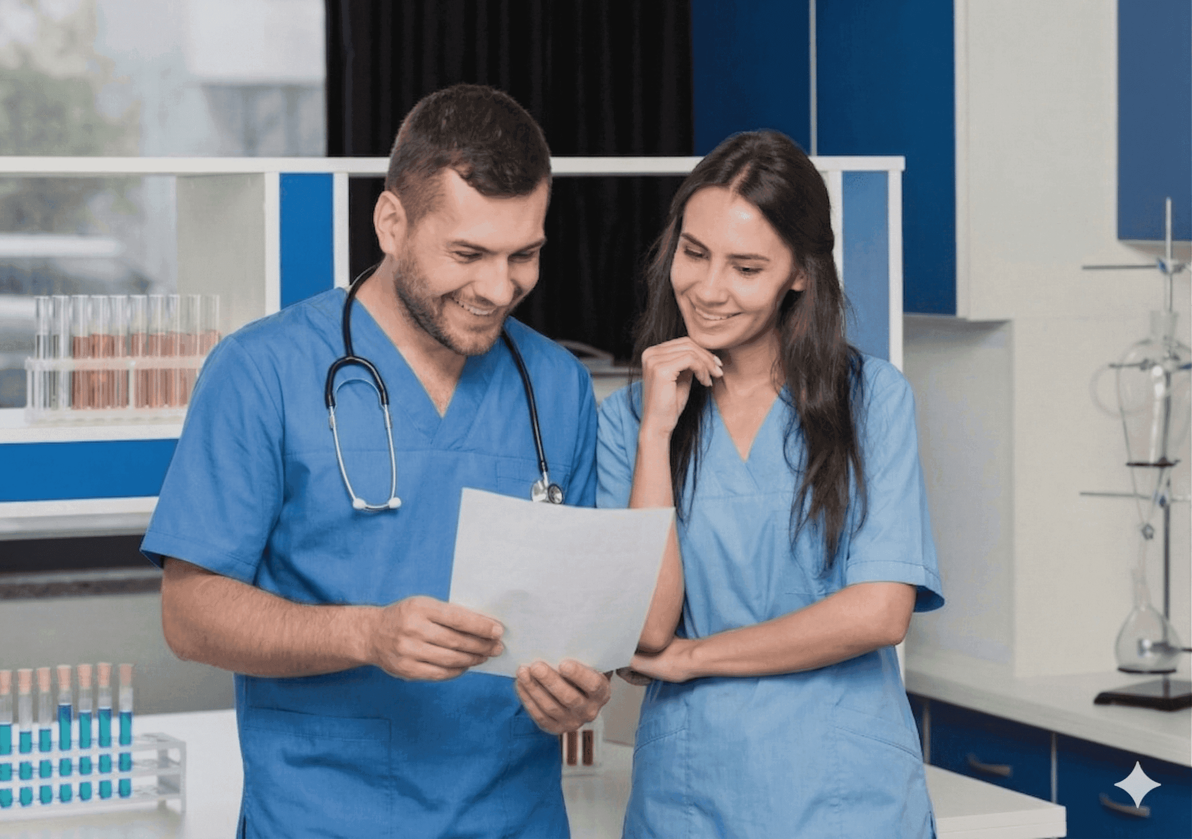 A surgeon examines a medical instrument during surgery.
