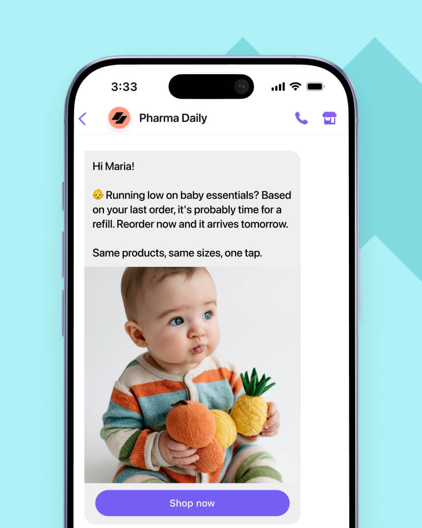 Viber messaging campaign showcasing a personalized message that aims to help a fashion e-commerce store recover abandoned carts.