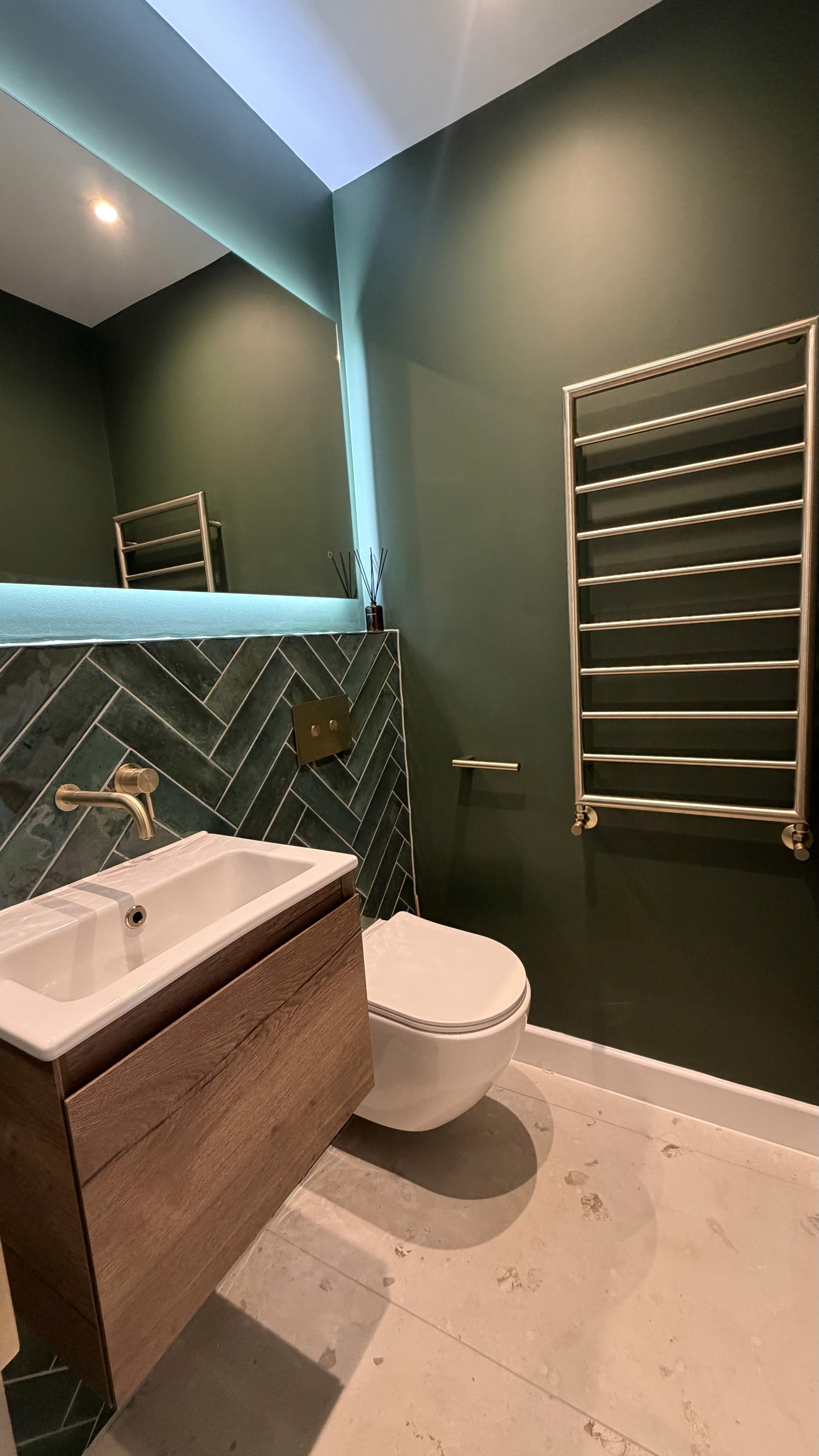 luxury bathroom door opened rear view