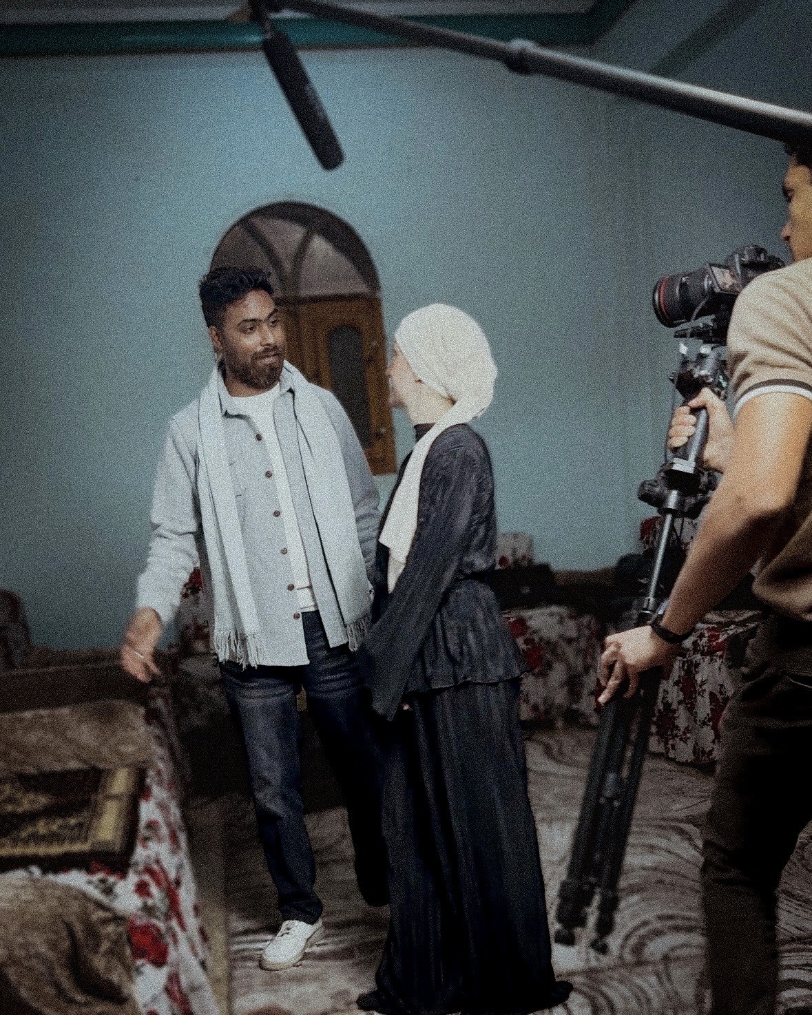 low-angle photography of two men playing beside two women