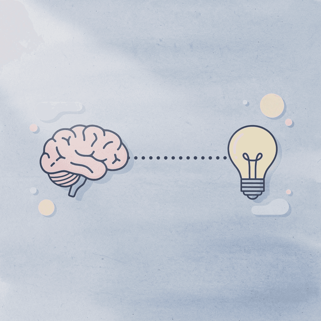 AI robot icon connected to a lightbulb representing AI as a creativity catalyst