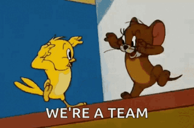 Cartoon Characters: We're a Team