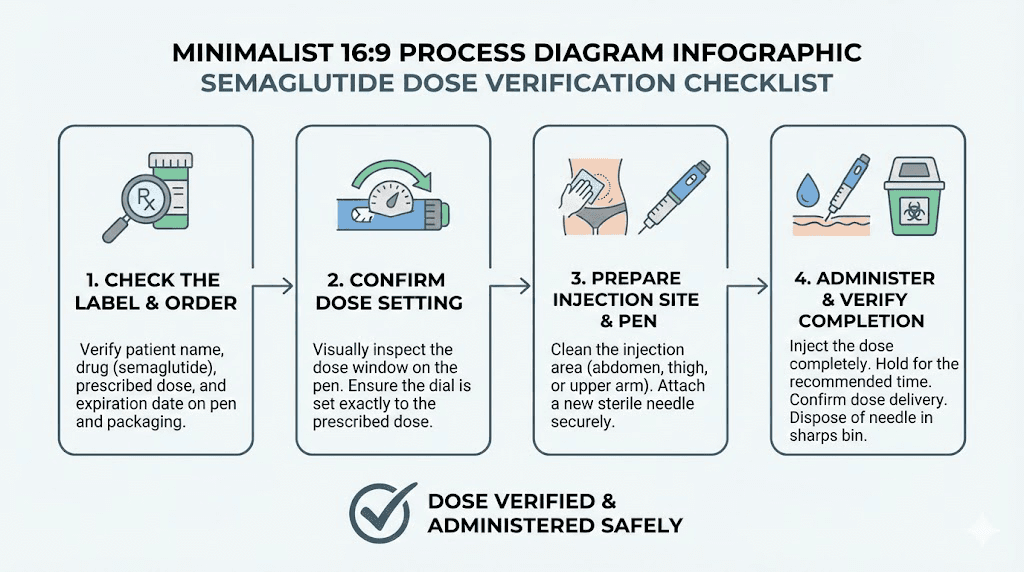 Four-step semaglutide dose verification process checklist for safety