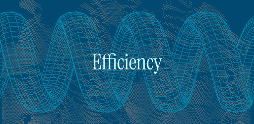 Blue 3D wave grid with the word Efficiency in the center.