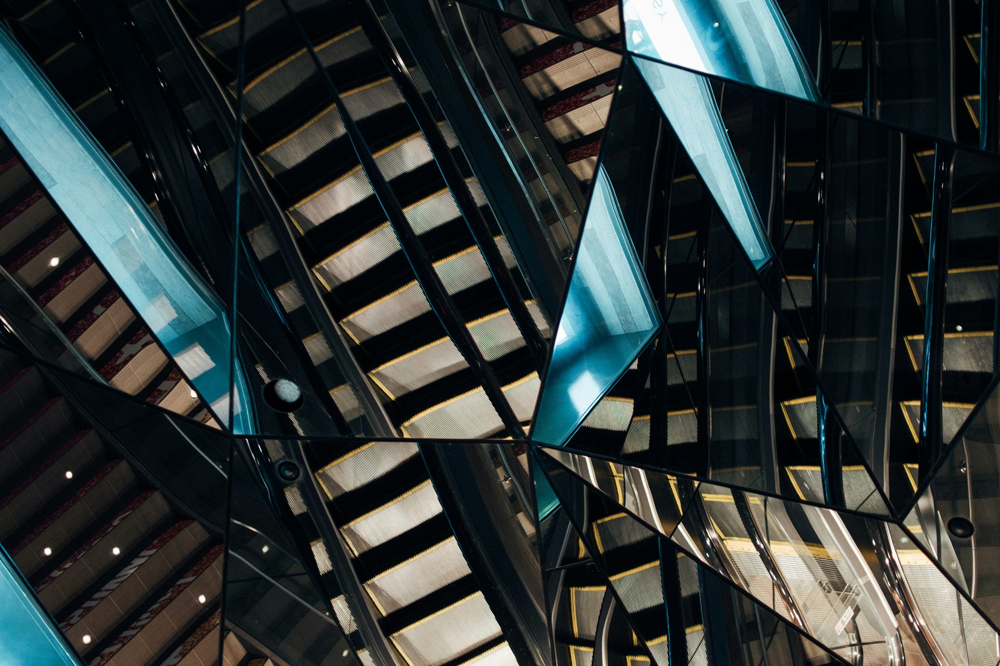 black and blue glass building