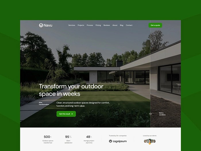 Navu - landscaping landing page framer template cover image