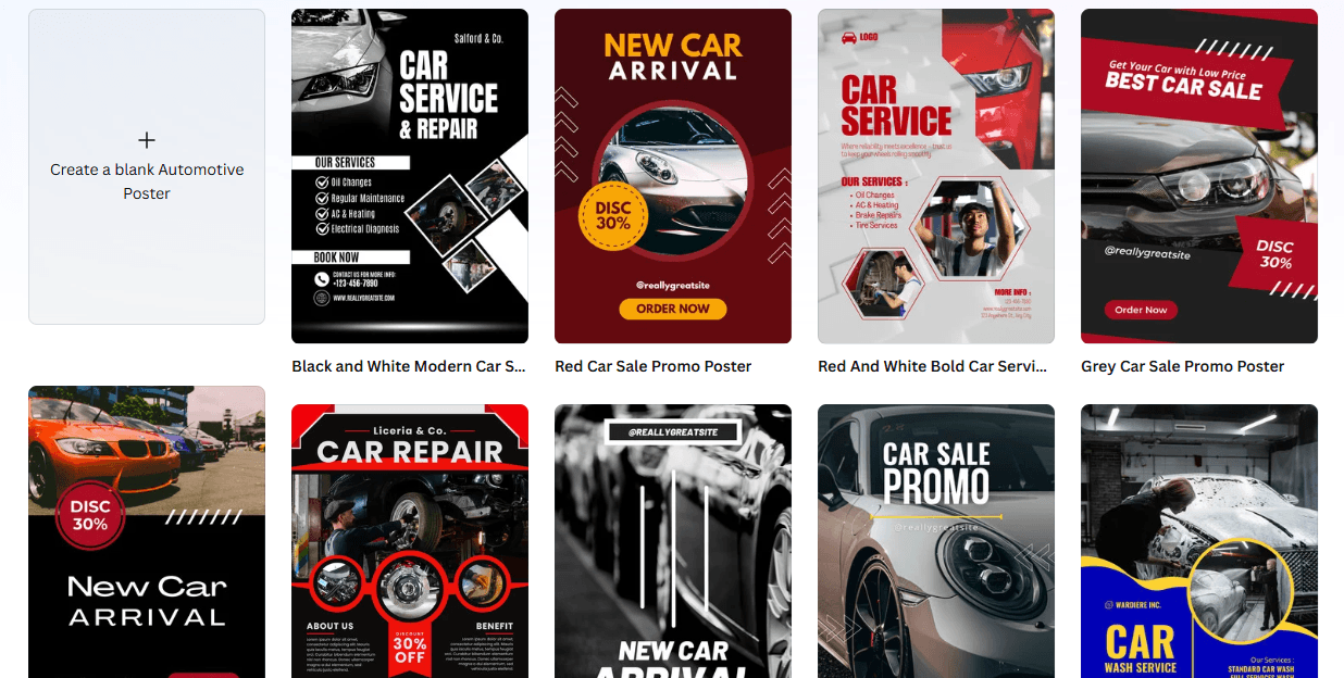 automotive canva dealership templates