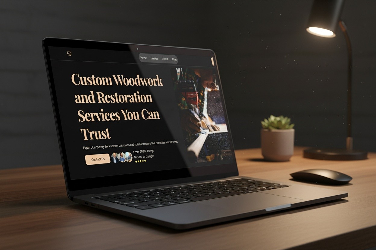 Image of laptop showing royal carpentry
