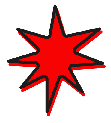 The critical logo, being a red 8-pointed star