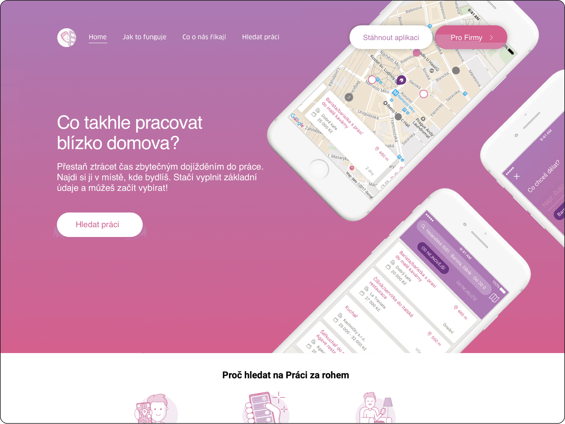 Prace za Rohem Landing Pages