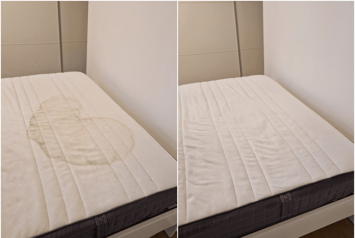 matelas lavé avant apres par Vapeur pro Limoges