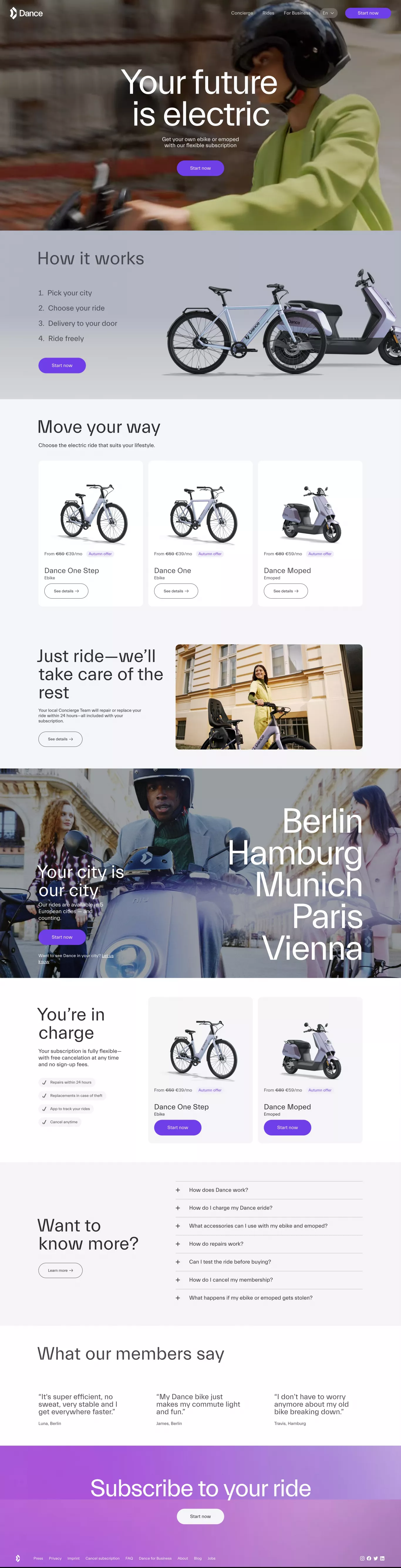 Home landing page screenshot showcasing Travel and Sport design