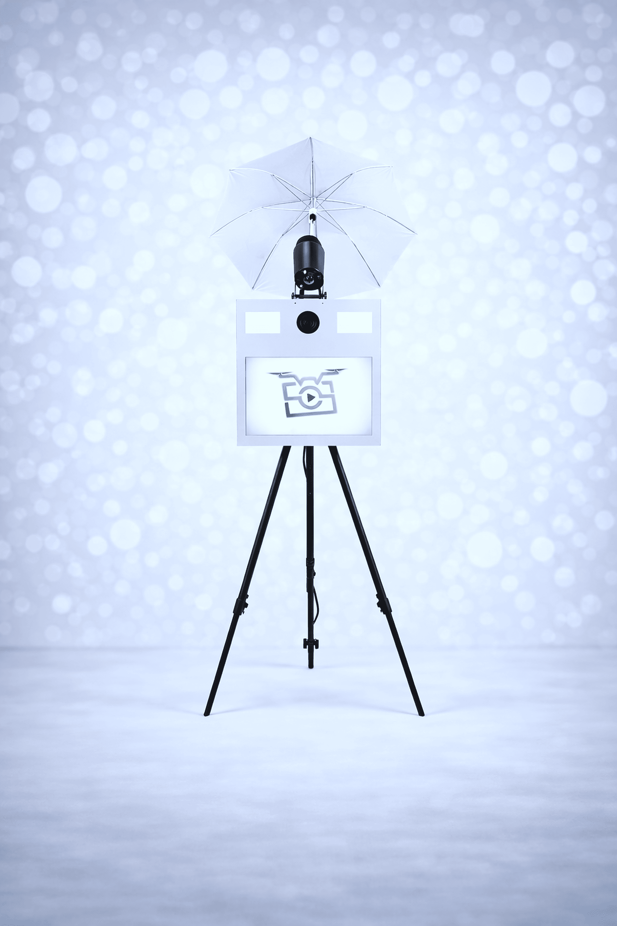 Borne photo photobooth design moderne avec flash et écran tactile