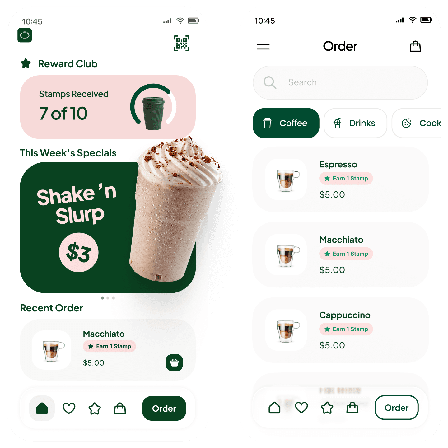 Clear skincare bottle with pink cap, bi-phase serum and floating bubbles on a white backlit background.