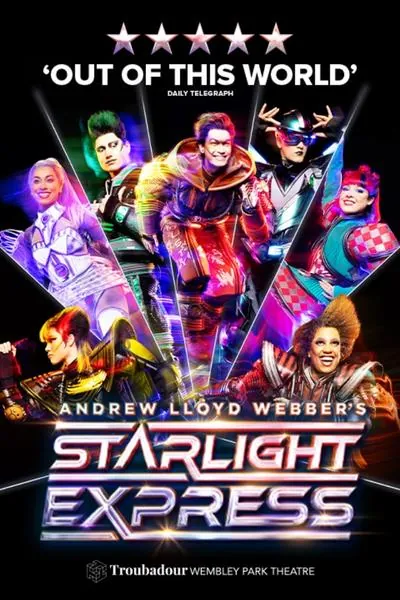 Muzikál Starlight Express Andrewa Lloyda Webbera to momentálně naplno roztáčí na bruslích v londýnském divadle Troubadour Wembley Park Theatre.