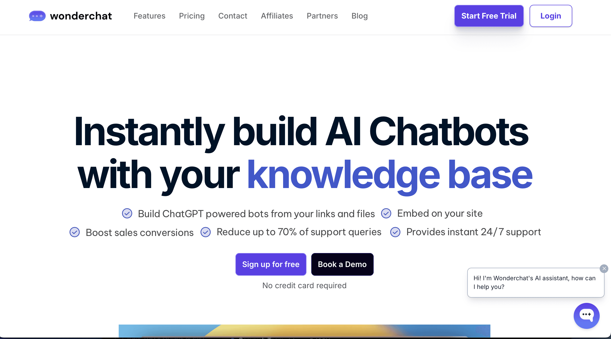 Wonderchat landing page