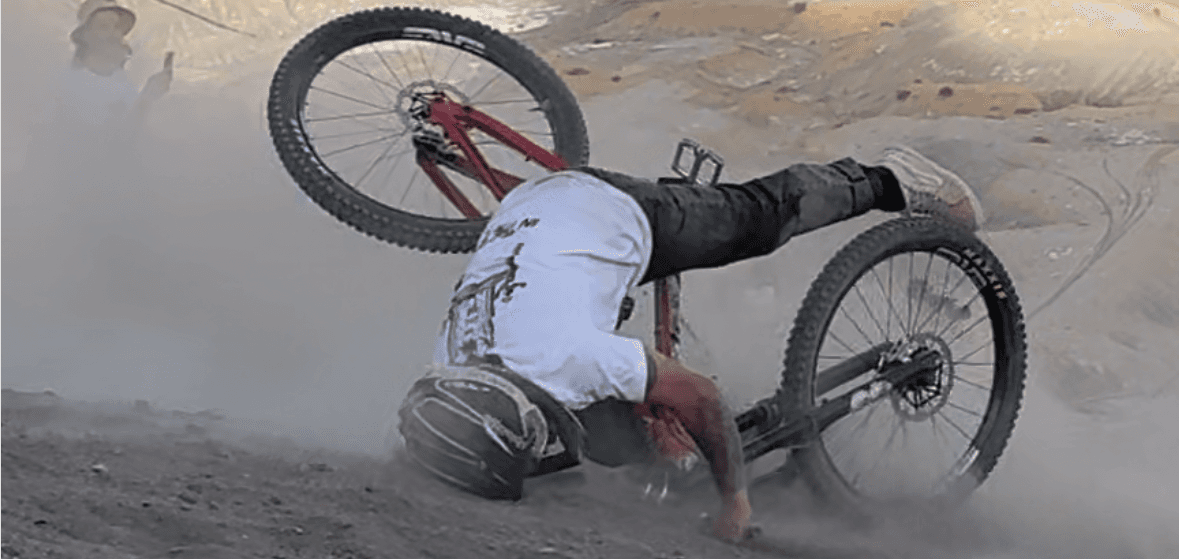 Navarro Guerra Crashing on Mountain Bike in Desert