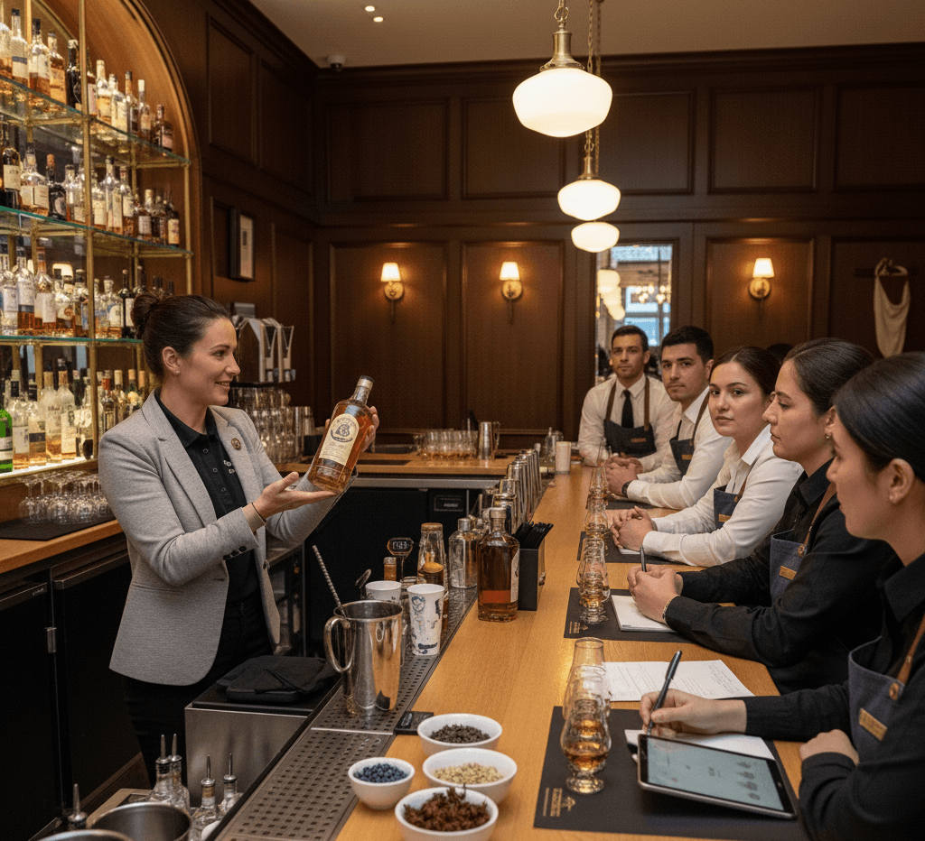 Woman doing a staff training at a restaurant