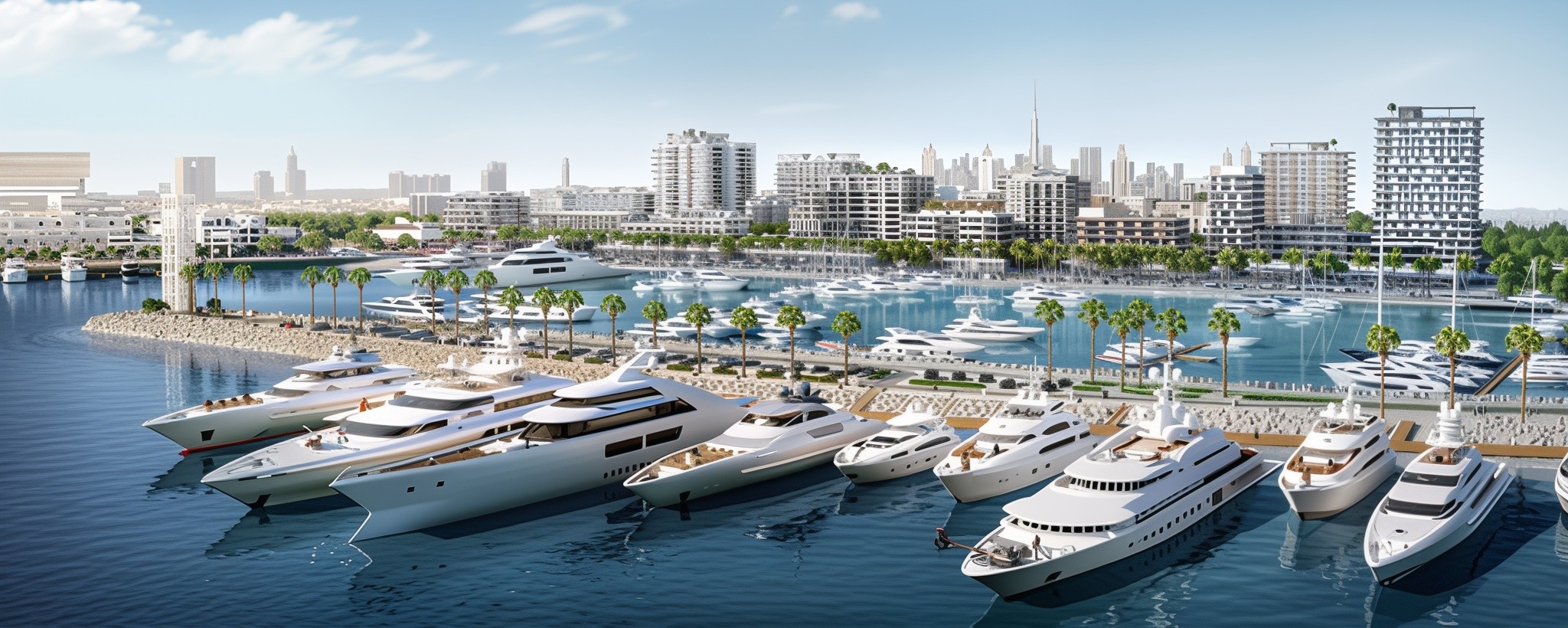 Elegant waterfront villas at Palm Jumeirah, part of the Seagate development, with beautiful views of the ocean.