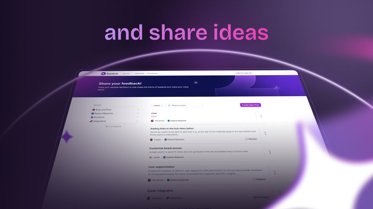 Several purple vials float against a gradient background.