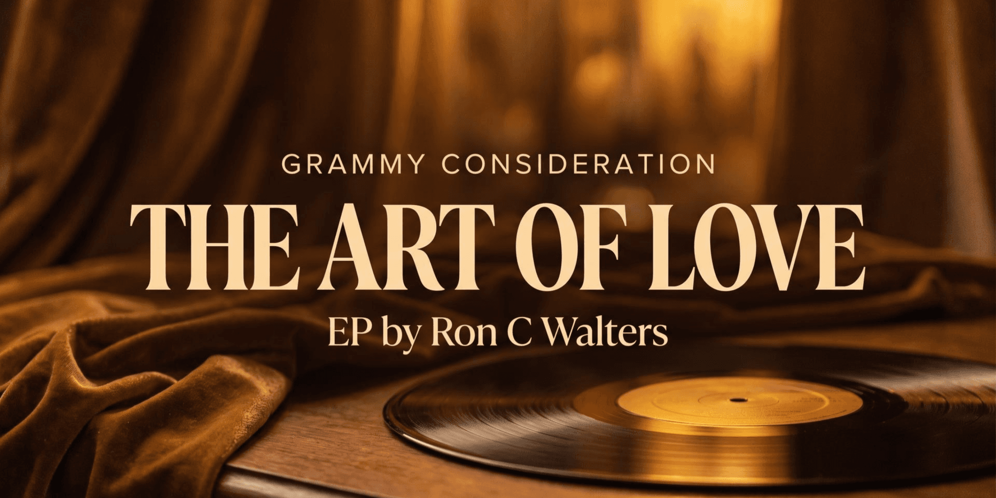 The Art of Love Grammy consideration graphic featuring a vinyl record and Ron C. Walters’ name.