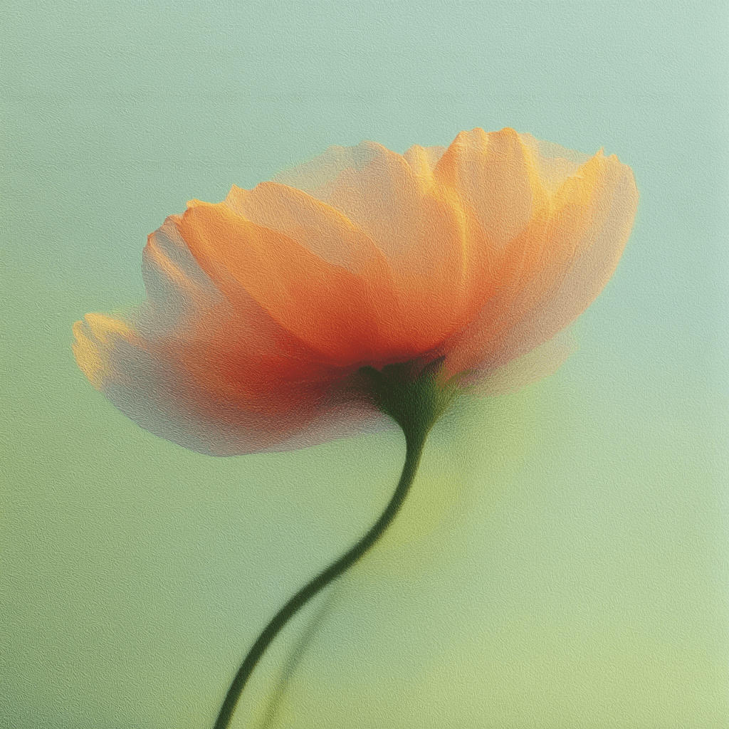 Close-up of yellow ethereal flower against green background.