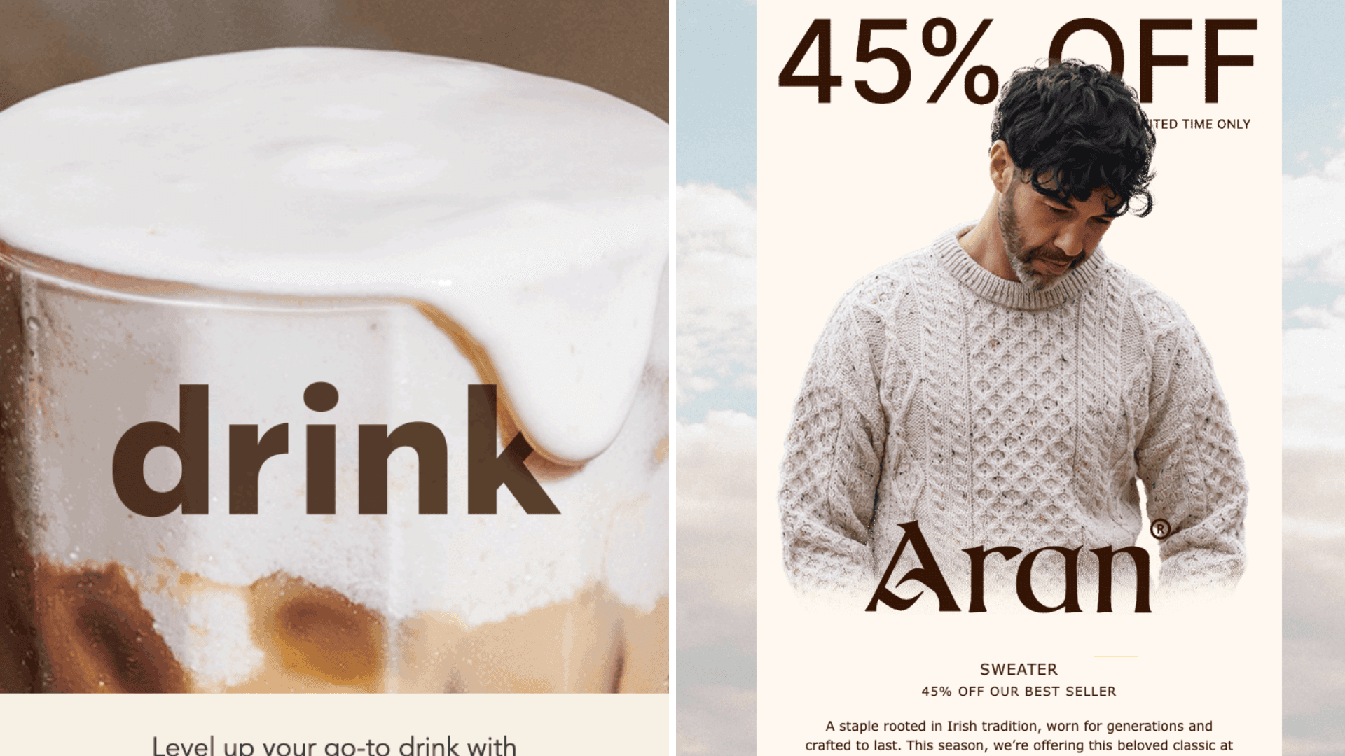 email design examples showing earthy color palettes