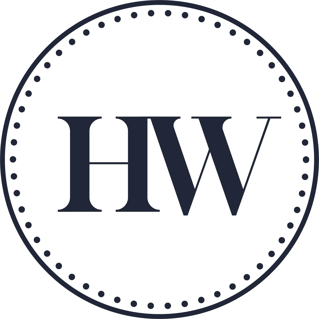 HW Financial Consultancy logo featuring "HW" in a stylish serif font within a circular border.