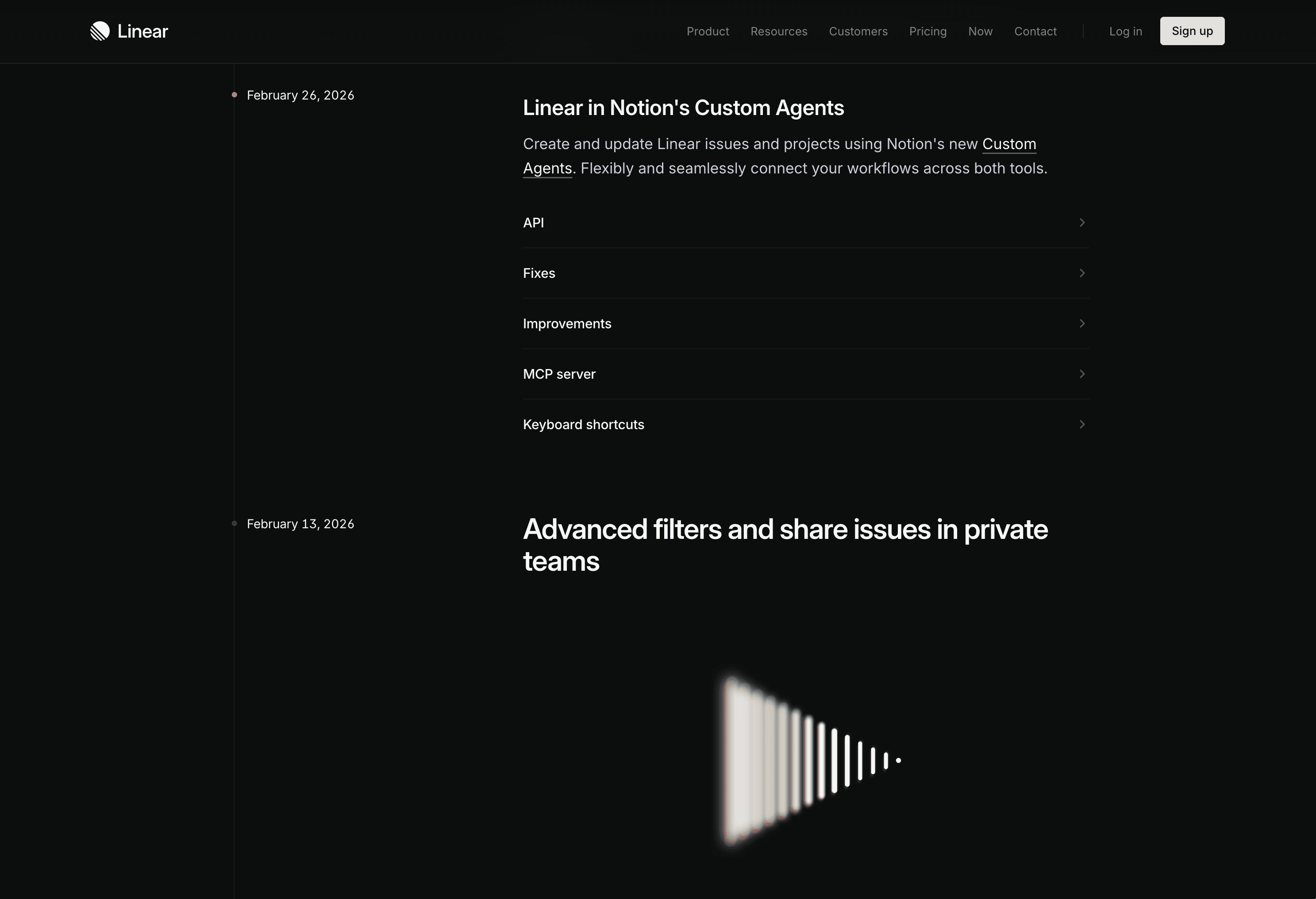 Linear's public changelog, often cited as the gold standard.