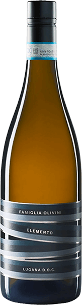 Bottiglia di vino bianco Olivini Elemento Lugana DOC