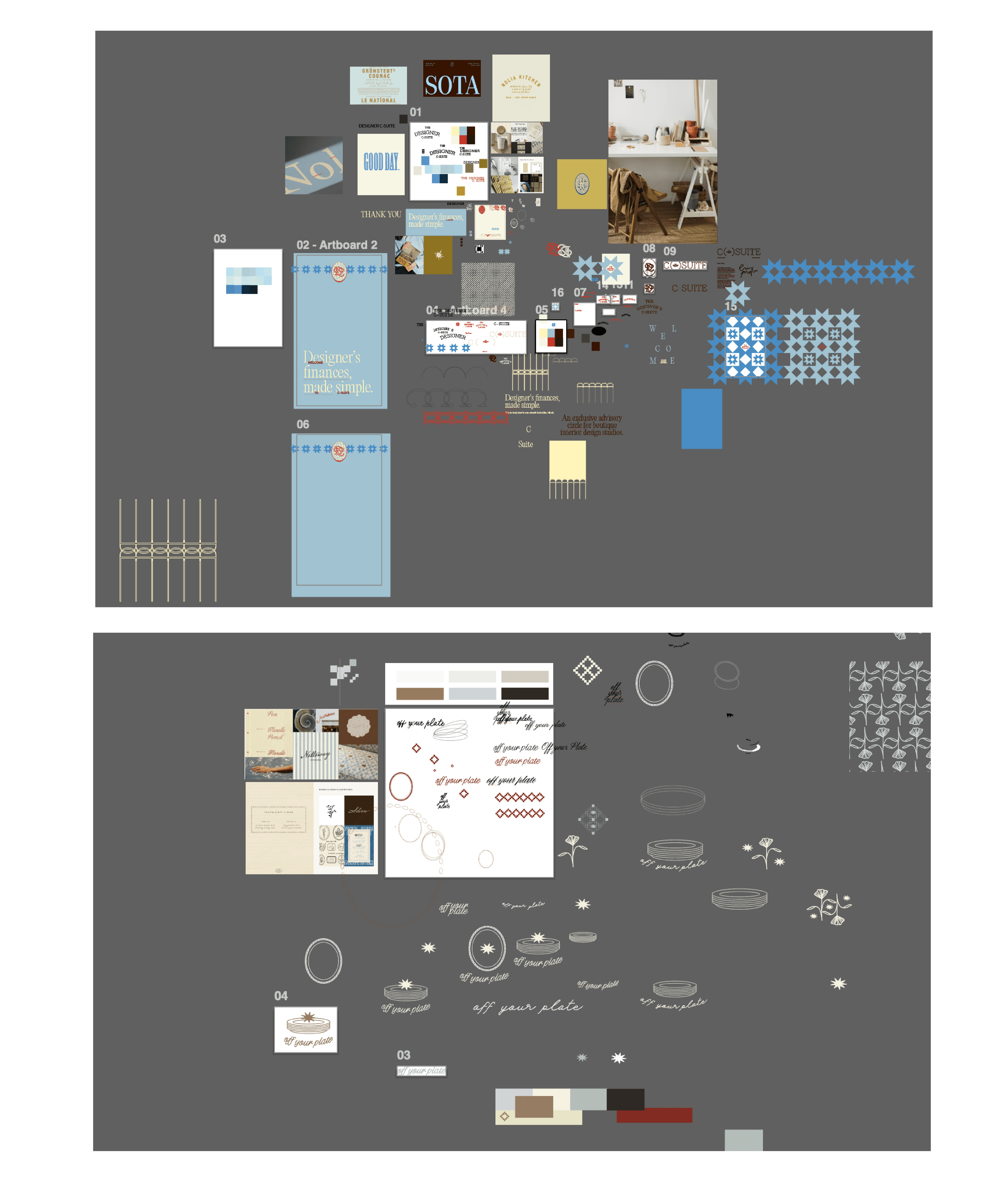 Beige interior with natural stone walls, sunlight, and geometric shadows over a calm water pool.