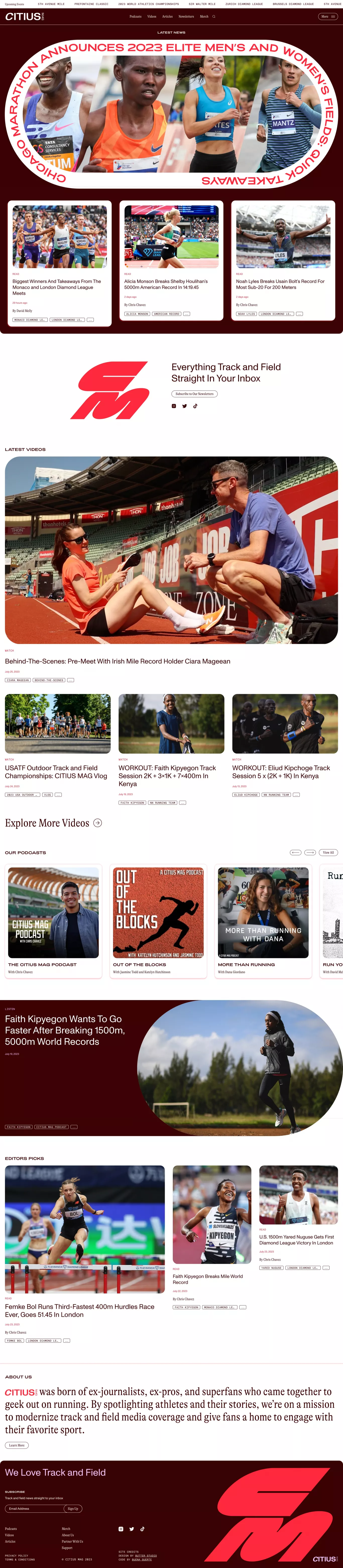 CITIUS MAG blog page screenshot showcasing Sport and Magazine design