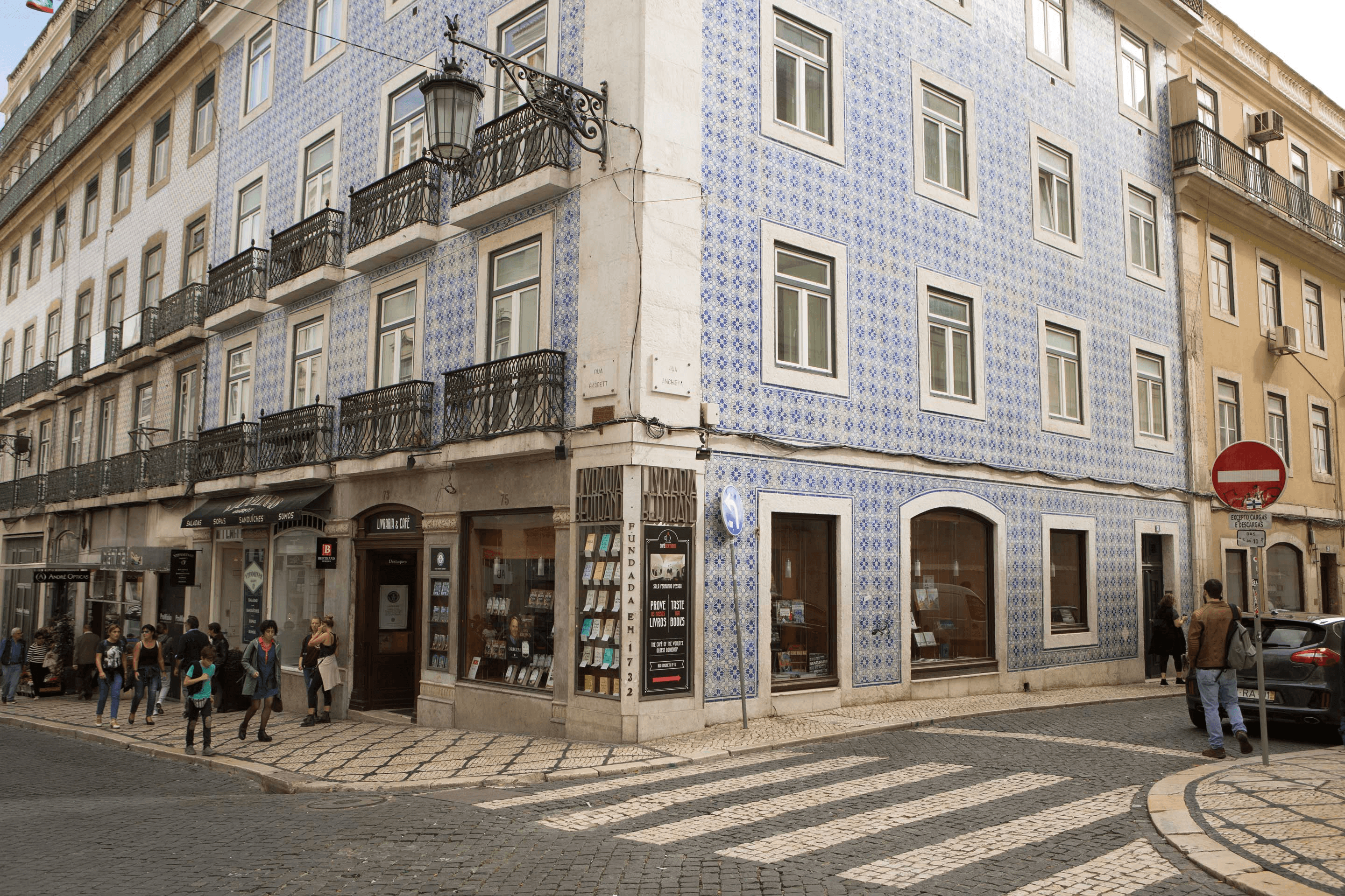 Tiled exterior of Livraria Bertrand in Chiado