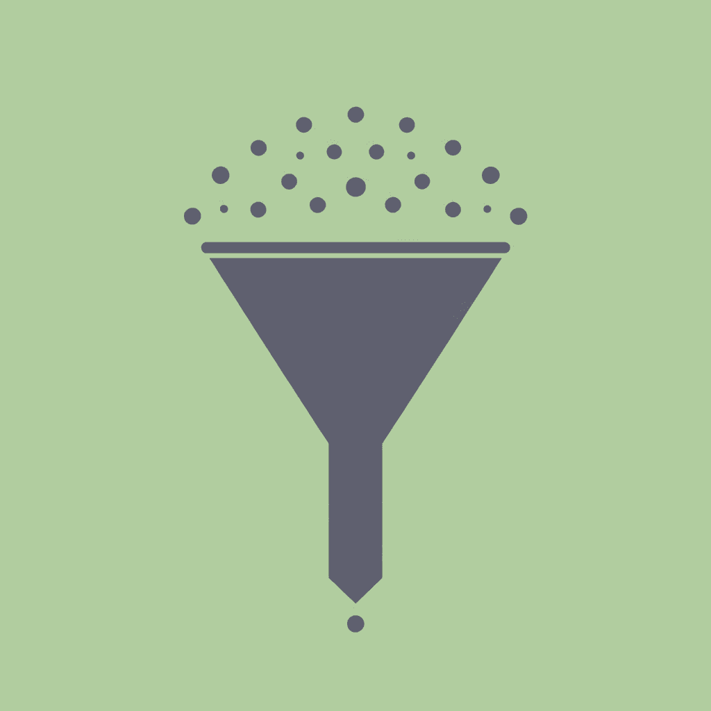 Funnel diagram showing many generic applicants filtering down to fewer qualified candidates through targeted criteria